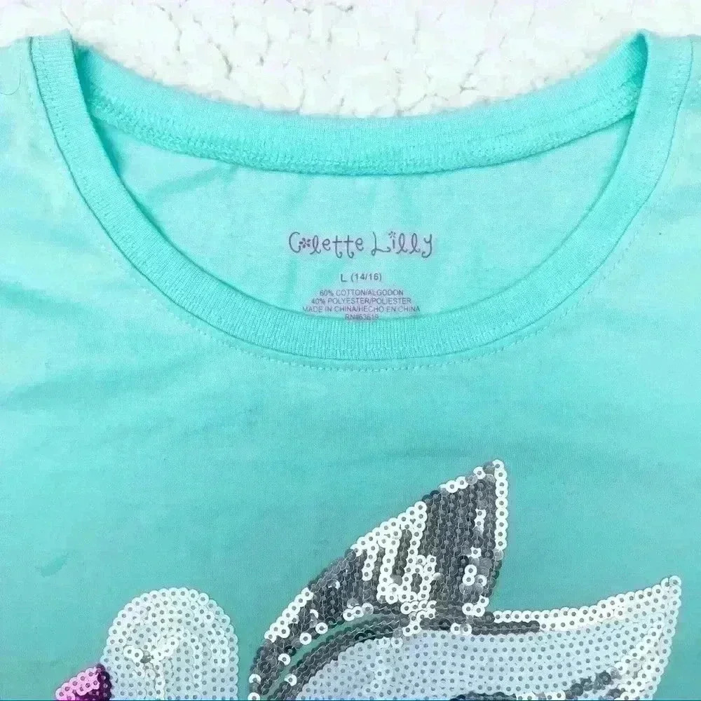 🦋COLETTE LILLY Girls Dove Sequin Short Sleeve Tee - Picture 6 of 8